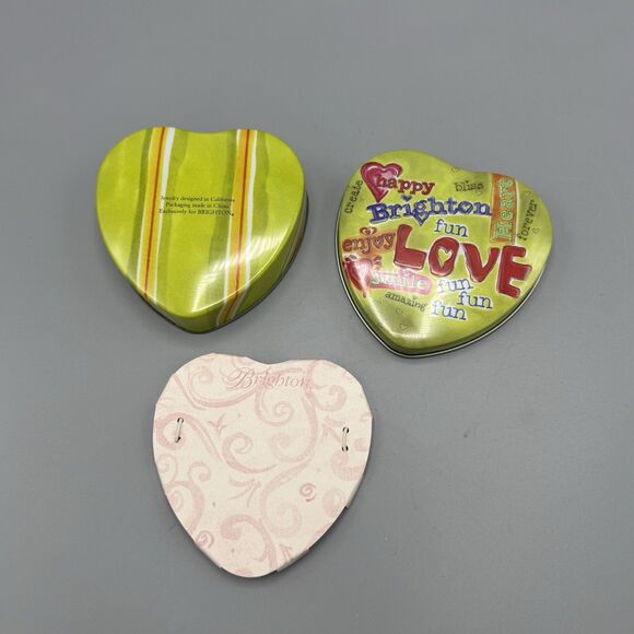 Brighton Heart Shaped Tin Trinket Jewelry Box Empty Love Romance 4.75" - Picture 3 of 8